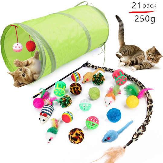 Cat Toys,Cat Toy Kit,Cat Toy Pets Toys for Cat Kitten Kitty,Cat Ball Toy Cat Tunnel Kitten Game 21pcs