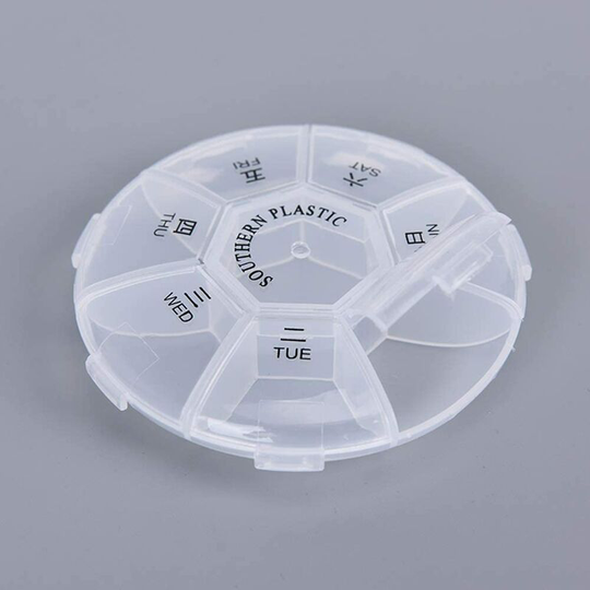 1 Pack 7 Days Mini Portable Plastic Transparent Pill Box, Travel Pill Storage Box, Vitamin Pill Box Container
