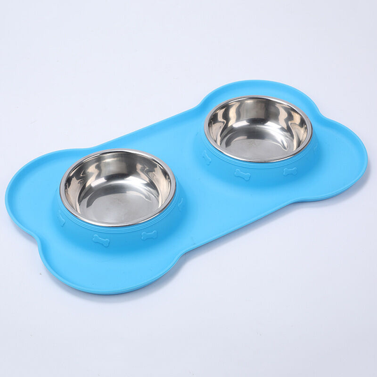 Sun Flowergb - non-slip spill-proof silicone pads + feeding bowls, suitable for feeding puppies of small, medium and large dogs and cats (blue)