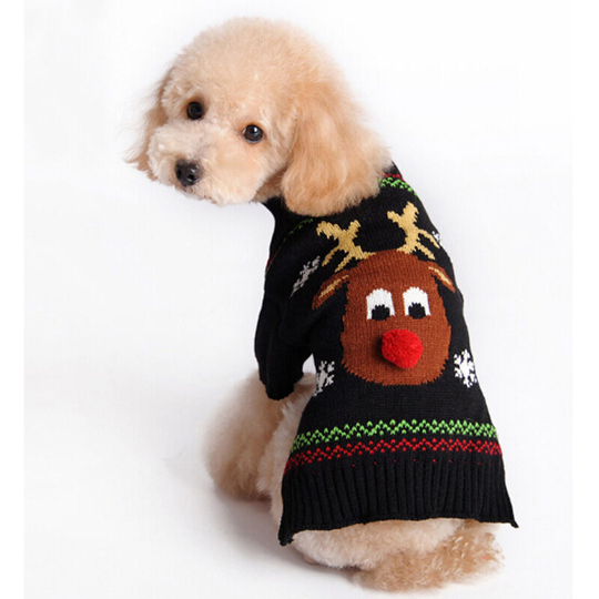 FVO - Dog costume, Christmas knitted sweater, cotton dog sweater for parties, winter coat, fancy dress, puppy gift, fashion pet costume-L