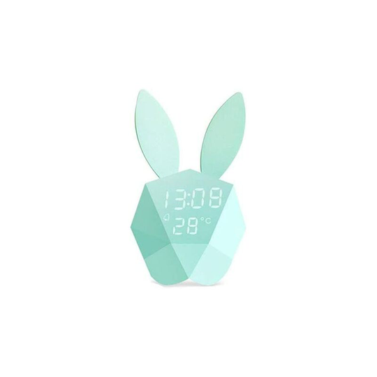 Bearsu - Children's Night Light Bunny Rabbit Lamp Bedside Table Night Lamp Warm White with Alarm Clock Function led Voice Activated for Children Girls