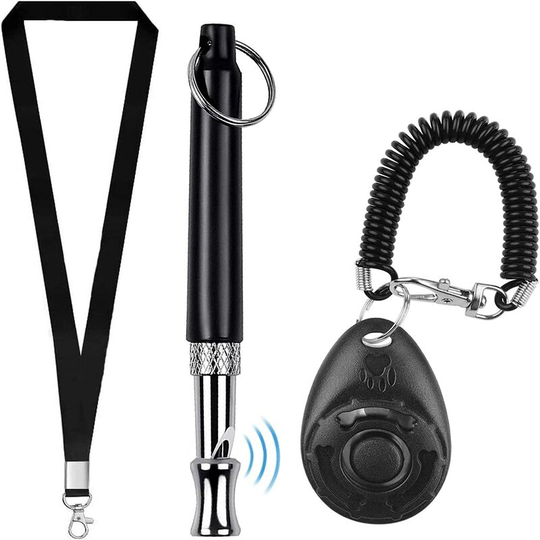 Perle Rare - Ultrasonic Dog Bark Whistle and Training Clicker, Dog Treat and Training Education Reminder Whistle