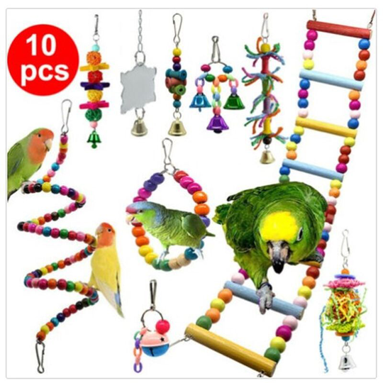 10pcs Parrot Toys Bird Parrot Cage Parrot Toys and Accessories, Bird Cage Small Chew Toys