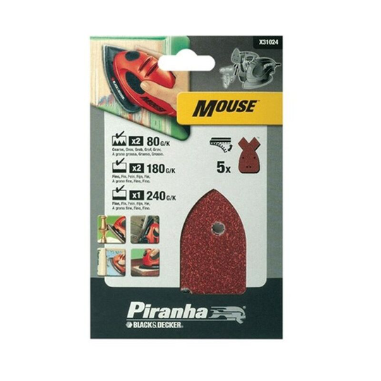 Black & Decker X31024 Mouse Assorted Grit Sanding Sheet Pack of 5 BDX31024