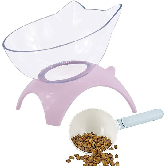 Perle Rare - Dog Cat Bowls Anti Vomiting, Elevated Cat Food Water Bowls with 15° Tilted Raised Stand Pet Feeder Bowl for Cats and Small Dogs,pink