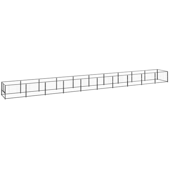 Dog Kennel Black 10 m² Steel Vidaxl Black