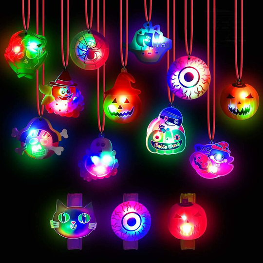 Halloween Lights- 24 Pcs Halloween Led Necklace Necklace Halloween Party Favor Light Up Flashing Decoration Trick Treats Gift Bag Fillers For Women
