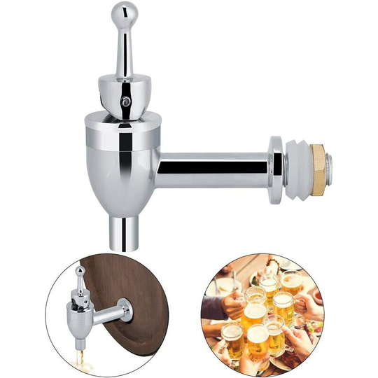 Copper Beer Tap Drink Dispenser for Camping Picnic Stainless Steel Replacement for Spigot Beverage Beer Wine Bar (Chrome 12mm)