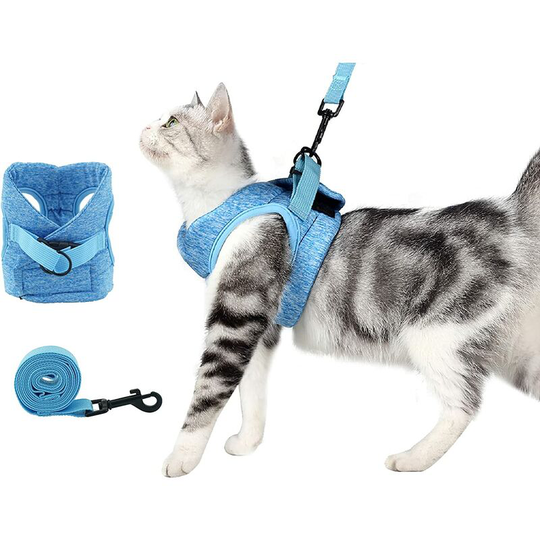 Cat Harness and Leash Set for Walking, Adjustable Soft Padded Vest with Running Cushioning, Comfortable Outdoor Jacket for Kitten, Puppy, Rabbit (s,