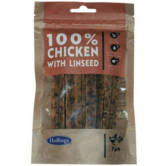 100% Chicken Bar With Linseed Dog Treats (One Size) (May Vary) - May Vary - Hollings