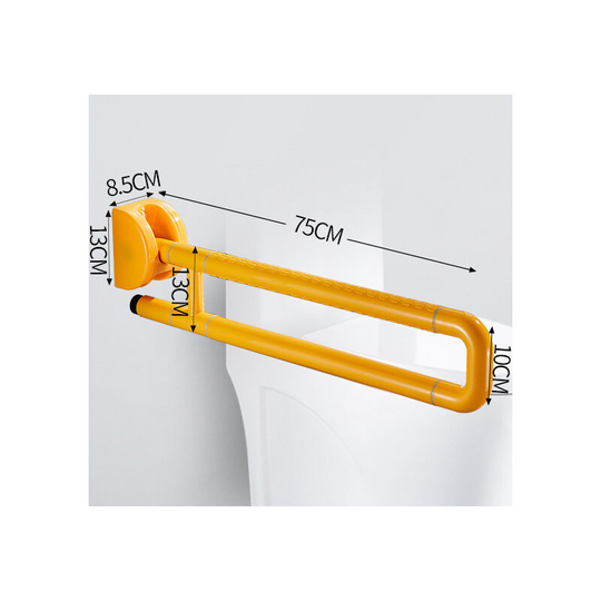 Toilet safety railing, stainless steel, for the elderly, the disabled, hinged handles , 75cm, yellow