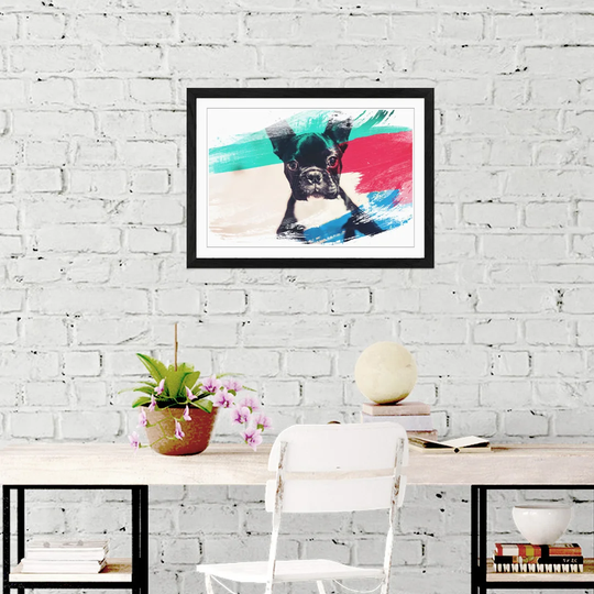 'French Bulldog Puppy Dog' Framed Graphic Art Print