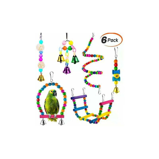 Echoo - Pet Parrot Toy 6-piece set, suitable for bird house decoration