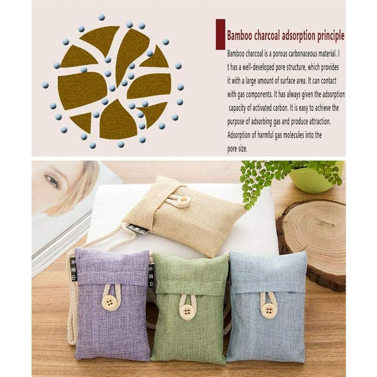 4Pack Air Purifying Bag, Bamboo Charcoal Deodorant Air Purifier, Car Air Freshener, Purifier Bags, for Fridge, Cars, Closet, Kitchens