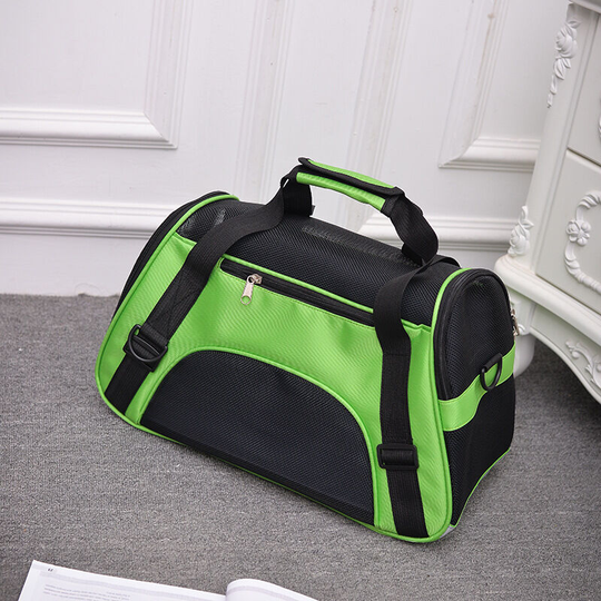 Carrier Bag, Breathable Foldable Dog Carrier, Collapsible Dog Crate with Removable Plush Mattress, for Cat Kitten Puppy Rabbit and Other Pets, Green