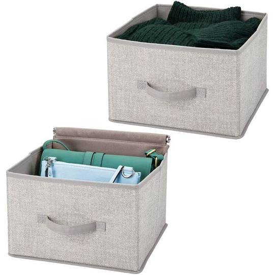 Fabric Storage Basket (2-Pack) - Handy Closet Storage Bin - Storage Bin for Clothes, Blankets, Accessories and More - Light Gray