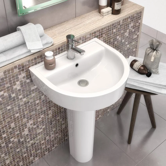 Ensor Vitreous China U-Shaped 425mm Full Pedestal Sink