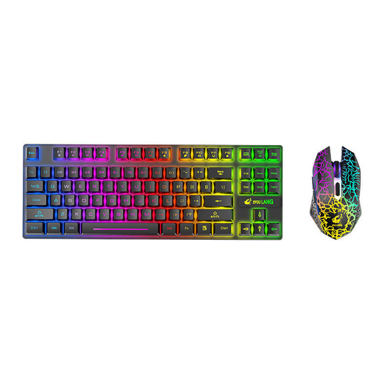 Wireless Gaming Mouse & Keyboard, 2.4G Nano usb Receiver, Mute Click, Compatible with pc / Mac (Black)