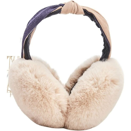 Color: Apricot, Size: One Size) Earmuffs, Two-tone Folding Rabbit Fur Headband Warm Earmuffs Winter Ear Muffs Women Ear Muffs Ear Muffs