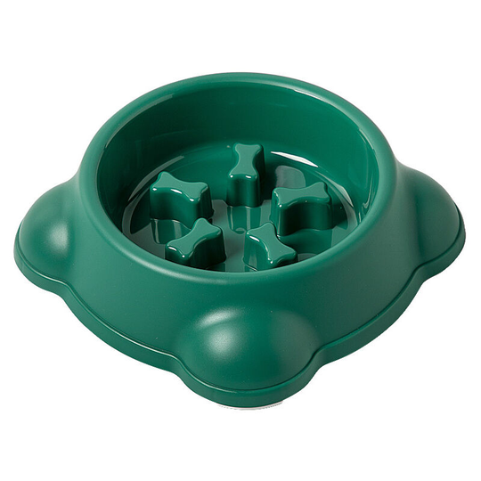 Pet Supplies Slow Dog Feeding Bowl Cat Bowl Pet Tableware Plastic Feeding Bowl (Green)