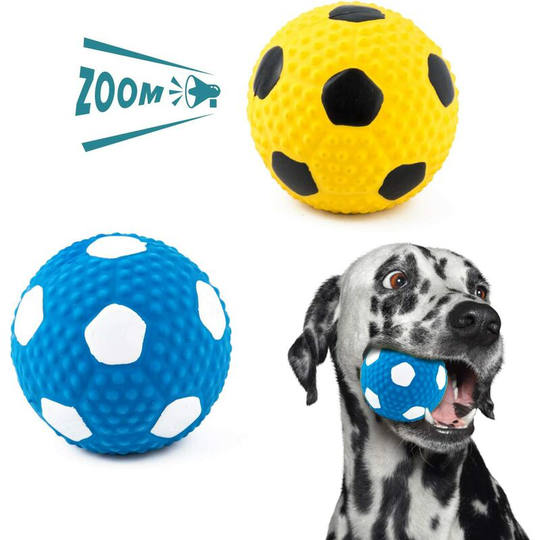 Qersta - 2 Pieces Squeaky Dog Toys Ball Dog Chew Toys Soft Latex Puppy Dog Toys Durable Football Dog Treat Balls Toys for Small Medium Dogs