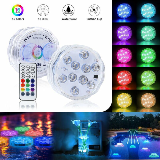 Rechargeable LED Submersible LED Light with Remote Control wrgb Decorative Color LED Waterproof Night Light Lighting Aquarium LED Above Ground Pool