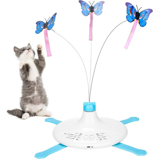 Heguyey - Interactive Cat Toy Butterfly, Electric Kitten Toy, Rotating Butterfly Toy