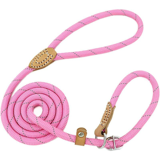 Dog Lasso Training Leash Reflective Leash Leash for Small, Medium, Large and Extra Heavy Dogs - 1.5cm Diameter x 120cm Long (Pink)