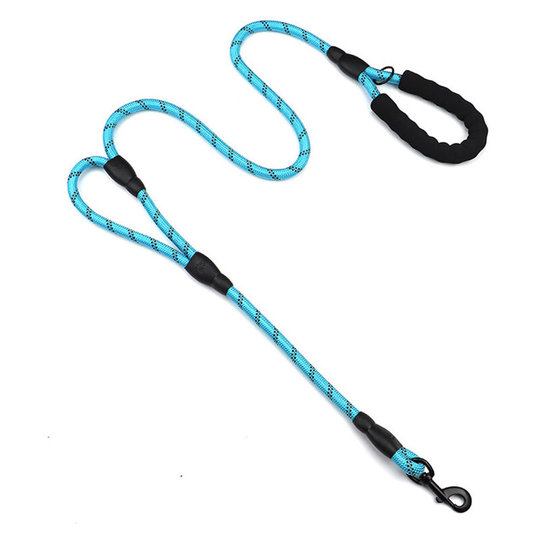 Betterlifegb - Strong Leash Black with 2 Comfortable Padded Handles 5 ft for Medium & Large Size Pets - Reflective, Weather Resistant & O-Ring(Blue)