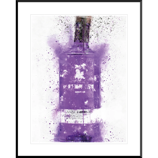 Purple Gin Bottle - Picture Frame Painting Print on Wood
