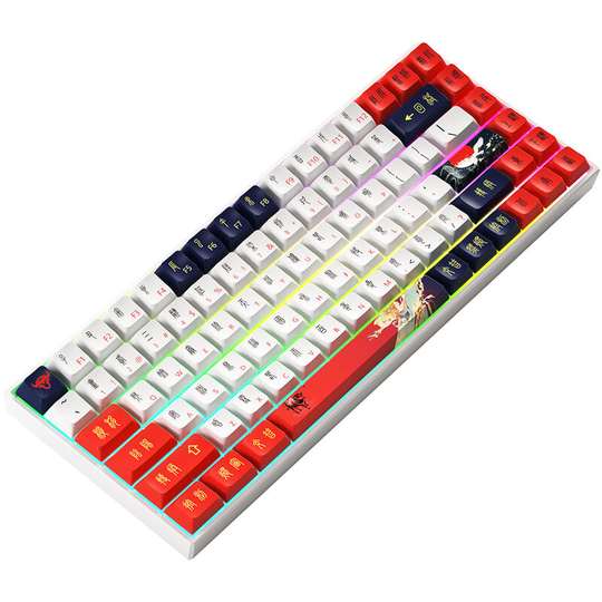 K84 84 Keys Three-mode Mechanical Keyboard BT5.0+2.4G+Wired Connection pbt Keycaps Red (Gateron Silver Switches), Red Gateron silver switches - Red