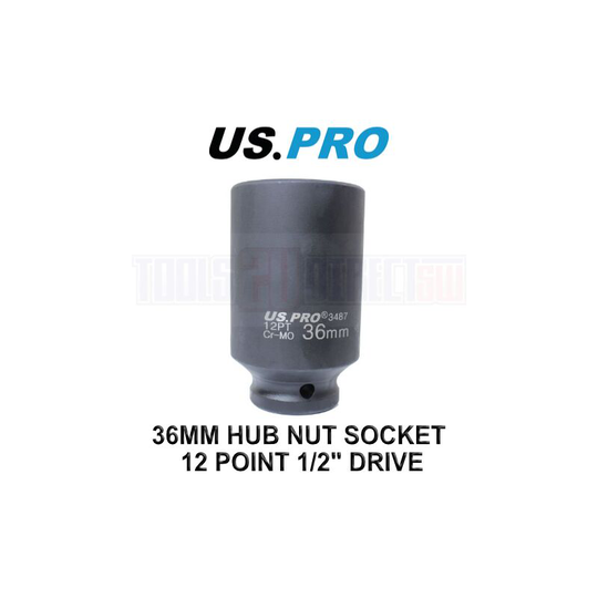 Tools 36mm 1/2' Drive Axle Hub Nut Socket 12 Point Deep Impact Socket 3487 - Us Pro