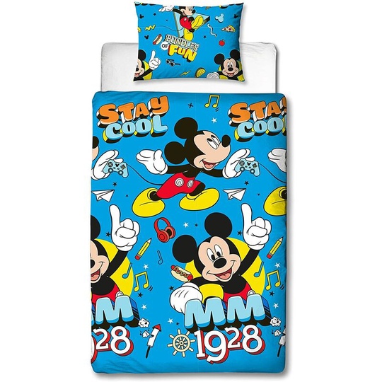 Stay Cool Duvet Cover Set (Single) (Blue) - Blue - Mickey Mouse