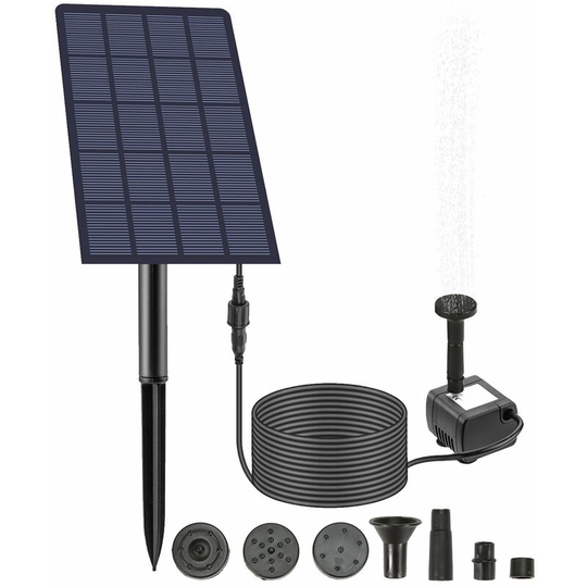 Lifcausal - 2.5W Solar Fountain Pump with with 4 Nozzles diy Birdbath Submersible Water Pump Wall-mounted Plug-in Fountain Pump for Fish Tank Garden