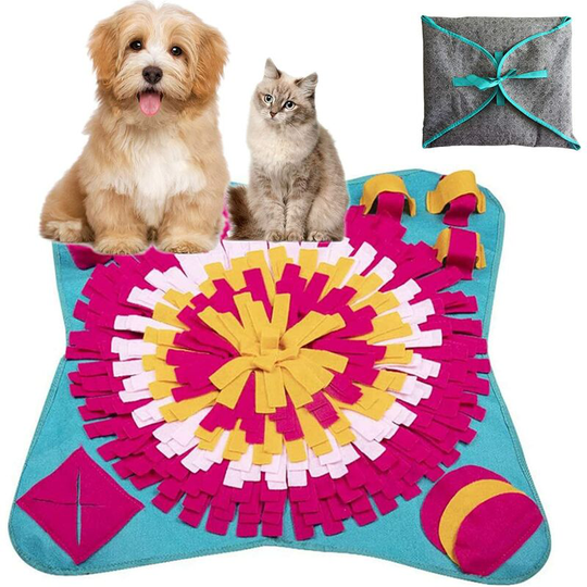 Gdrhvfd - Dog Trainer Mats Dog Puzzle Toys Dog Snuffle Mat Scavenger Mat Slow Feeding Toy Dog Sniffing Mat Foldable Blanket(Blue Non-Slip Bottom)