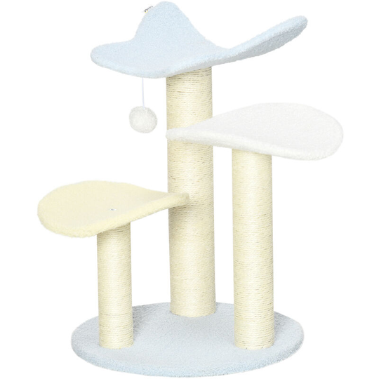 54cm Indoor Cat Tree Kitty Play Tower w/ Toy Ball, Sisal Scratching Post - Blue - Pawhut