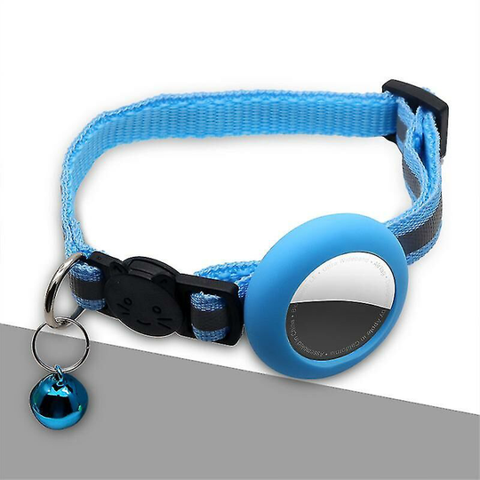 Airtag Cat Collar, Reflective Airtag Cat Collar With Bell And Silicone Waterproof Airtag Holder_(costbuy) Blue