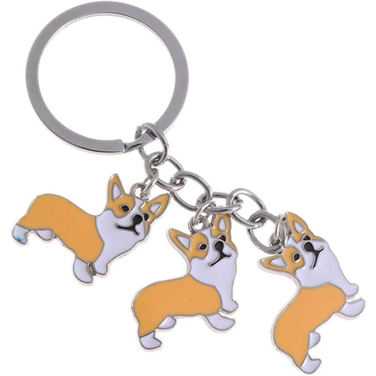 Sun Flowergb - Pendandog Dog Keychain Corgi Cute Car Key Chain Puppy Bag Purse Wallet Charm Pendant Backpack Accessories Pet Jewelry (Yellow)