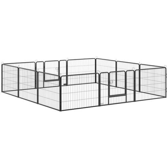 PawHut 12-Panel Pet Playpen, Heavy-Duty Dog Cage w/ Lockable doors