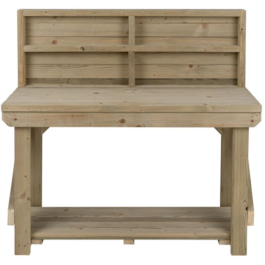 Wooden Pressure Treated Indoor / Outdoor Workbench, 5ft (150cm), With back panel