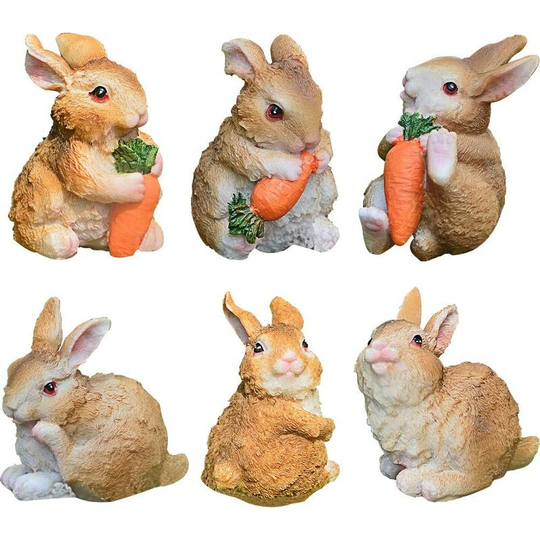 LangRay Resin Bunny Figurines Bunny Garden Ornaments Chic Bunnies Easter Decoration, Resin Easter Bunny Rabbit Table Decorations Ornaments for Spring