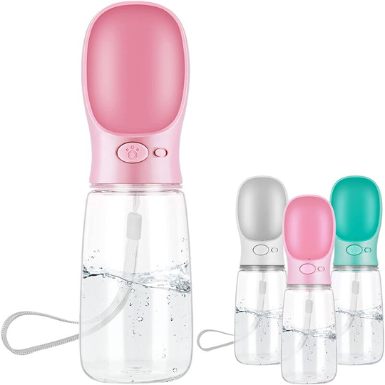 550ml Dog Water Bottle Portable Dog Water Bottle Dispenser Puppy Cat Pet Travel Water Drinking Bottle Pink