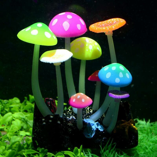 Morejieka - Incandescent Effect Artificial Mushroom Aquarium Plant Decor Ornament Decoration for Fish Tank Landscape