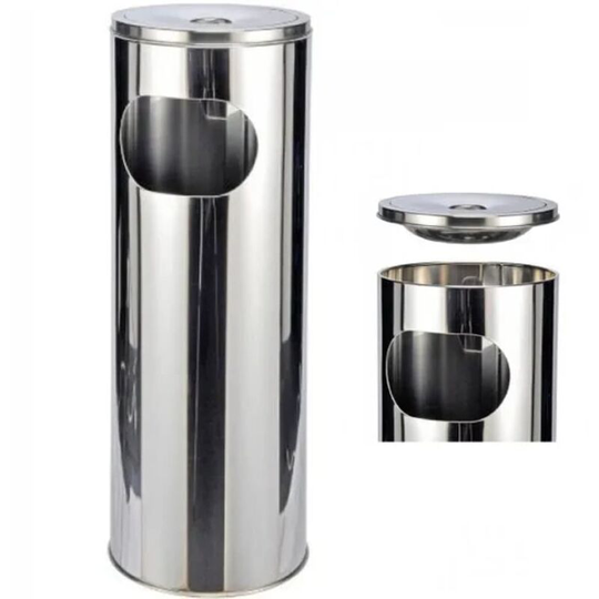 HI - Stand Ashtray and Bin Silver 58 cm Silver