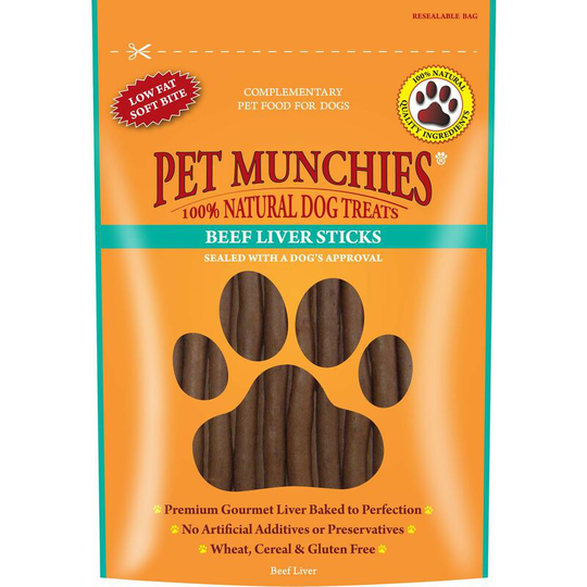 Pet Munchies - Beef Liver Sticks - 90 Gm x 8 Pack - 1932