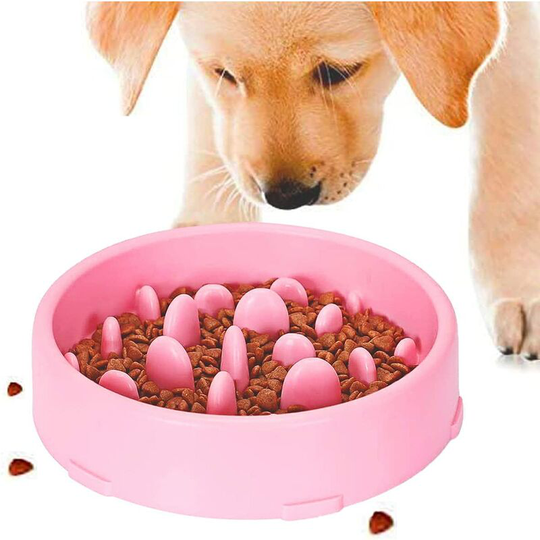 Slow Feeding Bowl for Dogs, Slow Feeding Non-Slip Design Fun Interactive Feeding Bowl Cats and Dogs, Promotes Healthy Eating and Slow Digestion(Pink)