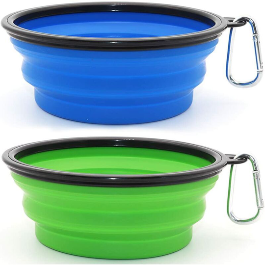 2 Pieces Portable Dog Bowl Collapsible Dog Bowl,Travel Dog Bowls and Cat Bowls (1000ml, Blue and Green)