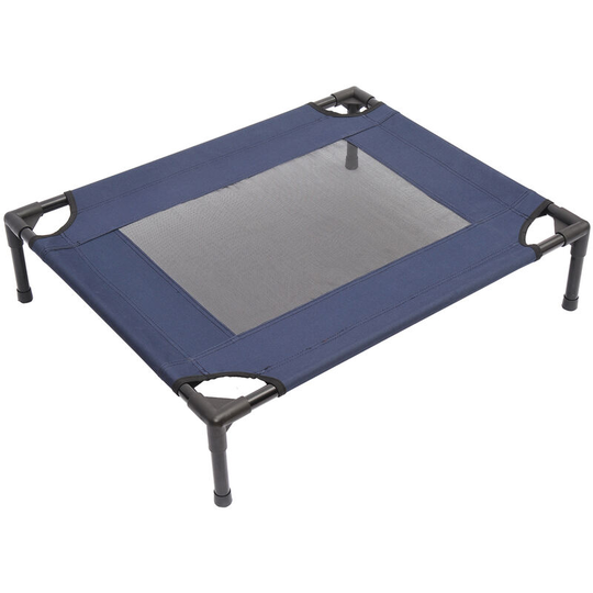 Pet Puppy Raised Bed Cot Dog Cat Elevated Cots Trampoline Indoor Outdoor - Blue - Pawhut