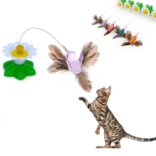 Electric Rotating Butterfly Bird Rod Wire Cat Teaser For Pet Cat Play Toys