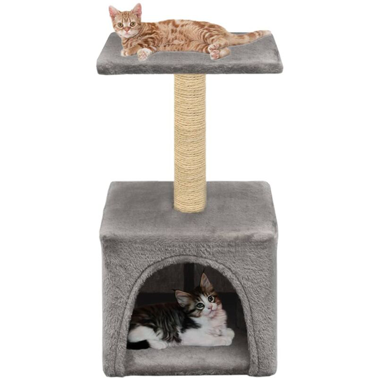 Cat Tree with Sisal Scratching Post 55 cm Grey VDFF07094_UK - Topdeal